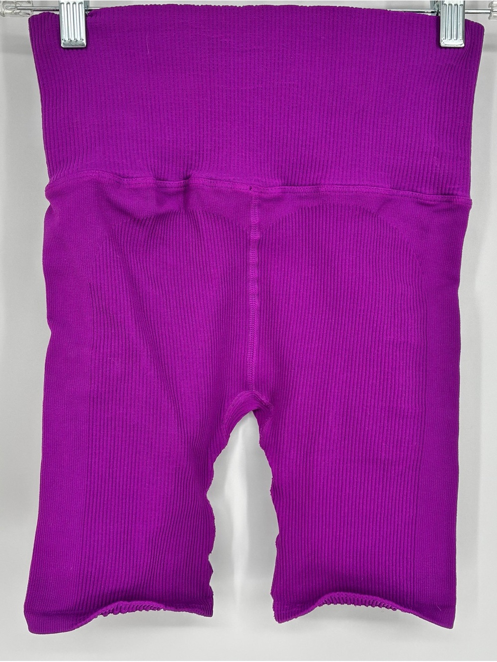 FP Movement by Free People Magenta Ribbed High-Waist Bike Shorts Size S